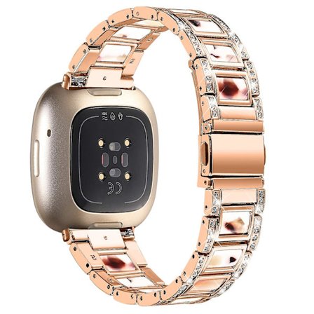 Resin klockarmband med strass i rostfritt stål för Fitbit Versa 4/Sense 2