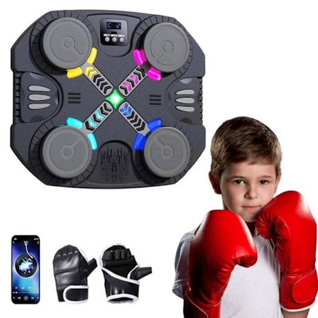 Musikkboksemål med Bluetooth, 4/6 mål, LED & boksehansker & poeng – Reaksjonstrening