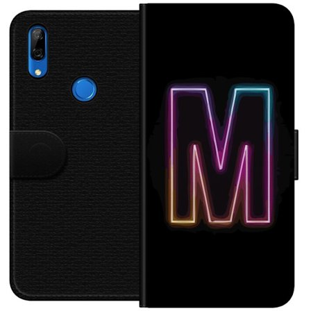 Yhteensopiva Lompakkokotelo Huawei Huawei P Smart Z Neonkirjain M värinvaihtuva valotehoste mustaa taustaa vasten, moderni minimalistinen typografia