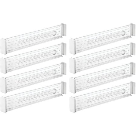 Justerbar skuffedeler i plast (8 stk.), praktisk skuffeorganisator til garderobe eller kommode, transparent