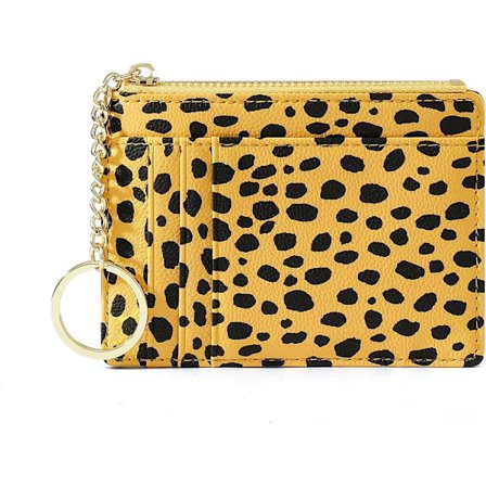 PU Dragkedja Myntbörs Tryck Dragkedja Kortfodral med Nyckelring Dam Myntväska (gul)