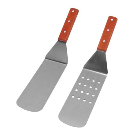 Stegespade Sæt, Opvaskemaskine Sikker Træhåndtag Slidsede Metal Spatel, Kraftig Rustfrit Stål Vender til Pandekager Burger, Ergonomisk Design Non
