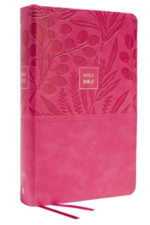 KJV Holy Bible: Large Print Single-Column with 43,000 End-of-Verse Cross References, Pink Leathersoft, Personal Size, Red Letter, Comfort Print: King 