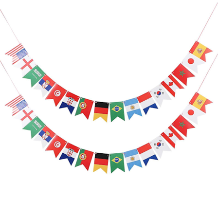 2 kpl Kansainväliset Liput Juhlakoristeet Maat Nauhalippu Jalkapallojuhlien Koristelu (FMY)