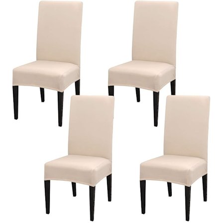 Stoltrekk Sett med 4 eller 6, Stretch Avtakbart Vaskbart Stoltrekk Dekorasjon Trekk Sitteovertrekk for Hotell beige-tfrf beige-FX-
