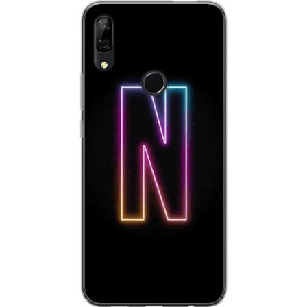 Kompatibelt Mobildeksel til Huawei Huawei P Smart Z Minimalistisk neonbokstav N i fargeskiftende lys mot svart bakgrunn