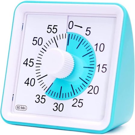 Blå visuell analog timer, stille nedtelling, tidsstyringsverktøy