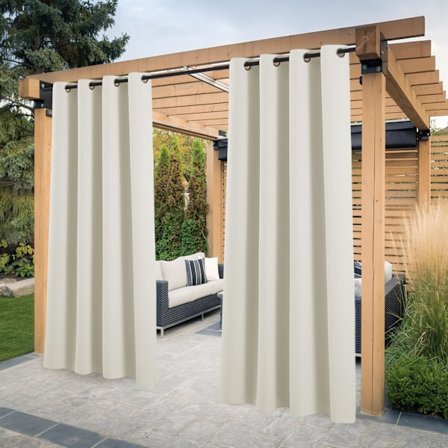 Utendørs Gardin, Lystette Gardiner for Terrasse Pergola Arbor med Øyeblikk Termisk Isolasjon Anti Kald Anti UV, Sett med 2