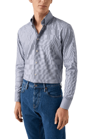 Eton Rutig Skjorta I Signature Oxford Slim Fit Skjortor Herr Blå 39