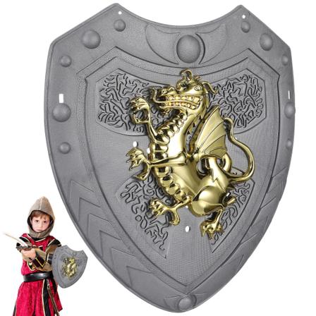Dragon Shield Toy Warrior Cosplay Sköld Låtsasspel Sköld För Barn[HK] 28X24X1.5CM Silver