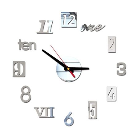 3D veggklokke Digital klokke SØLV SØLV