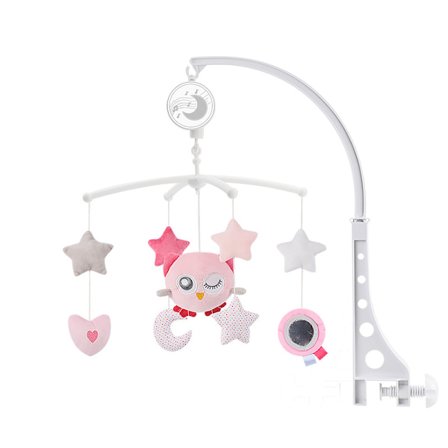 Baby Musical Crib Mobile med hängande roterande plysch rosa uggla penna