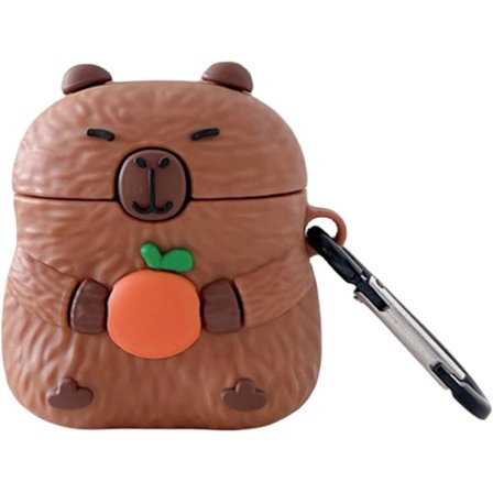 Sött Kawaii-fodral för AirPods 4, Fodral Kompatibelt med AirPod 4:e Generationen 2024, Roligt Capybara Stöttåligt Skyddande Hörlursfodral för Air pods
