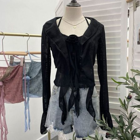 Topp Cardigan Set Camisole SVART