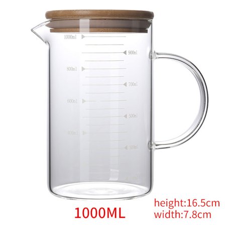 Kreativitet Bambu Cap Glas Graduerad Burk Hushållsvaruhus Vattenkopp Presentkoppar Med Mätning