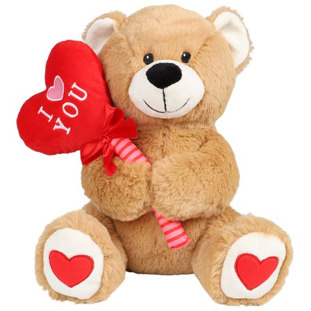 Beige Nallekarhu Ilmapallosydämellä 25 cm