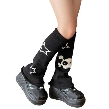 Kvinde Piger Benvarmere i Japansk Stil Kawaii Strikkede Støvlestrømper Ensfarvede Stribede Gotiske Hæklede Benvarmere