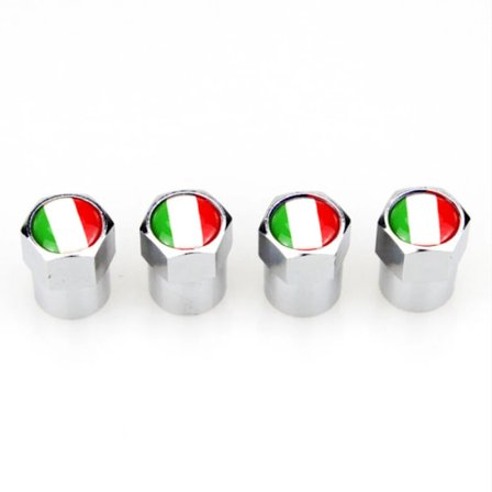 4 X Italiensk Flagga Logo Ersättningsdelar Metall Dammtäta Hjul Däck Ventilkåpor Skydd för Fiat 500 Abarth 500x 5000L Panda