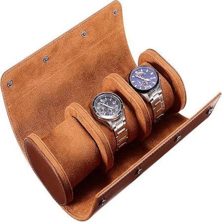 Reiseveske for klokker, klokkeboks for menn, 3 roms lærklokkeetui