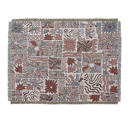 1 stk 160x130cm strikket pledd teppe dekorert med frynser Bo