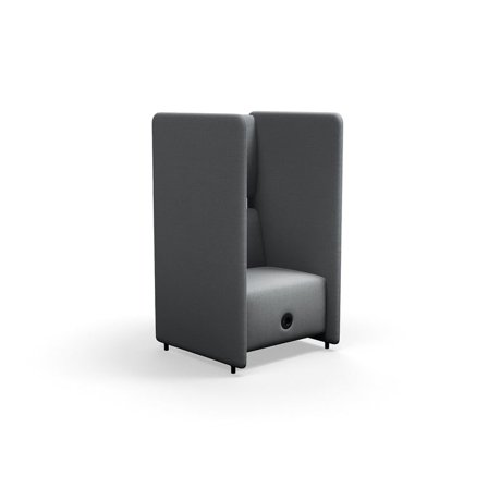 Fåtölj CLEAR SOUND, 1 sits, med USB/220V-uttag, tyg Pod CS, silvergrå