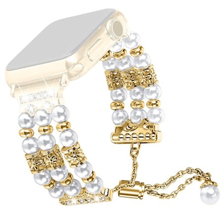 Samsung Galaxy Watch 5 / 3 (41mm) klockarmband med dekor av strass och pärlor - Guld