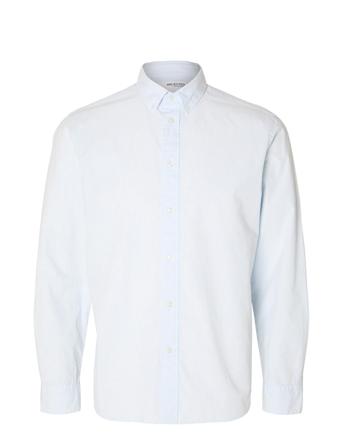 Slhslimrick-Poplin Shirt Ls Noos Skjorte Business Blå Selected Homme*Betinget Tilbud
