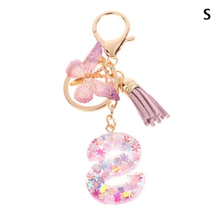 1 stk A-Z bogstaver nøglering til kvinder kvast sommerfugl vedhæng Ini