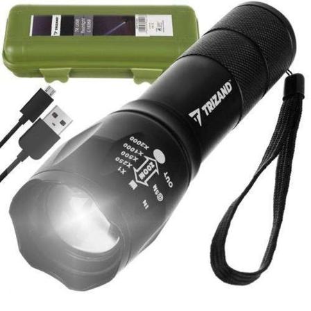 CREE LED T6 ficklampa - kraftfull med inbyggt batteri Black Svart