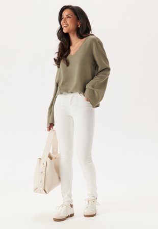 Happy Holly - Linen Wide Sleeve Blouse - Khaki green - Kläder - - Bubbleroom