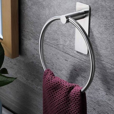 Svart handduksring Handdukshållare Ring Utan Borrning Handduksstång