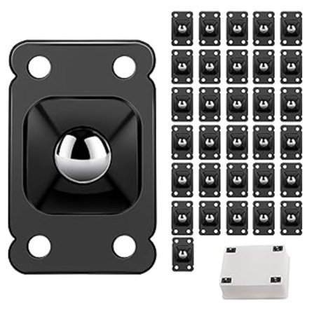 32 stk (Svart) Mini Ruller Hjul Selvklebende Rustfritt Stål