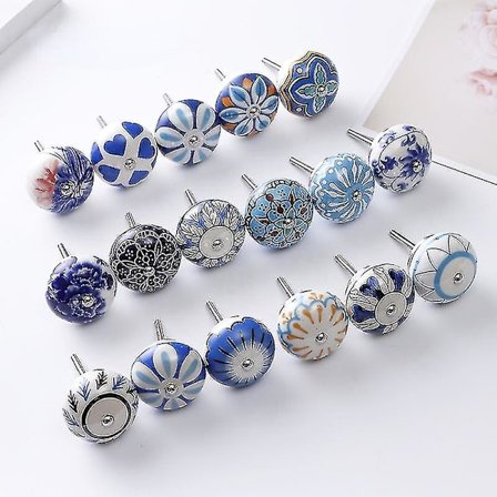 Värillinen kuviollinen maalaismainen kalustevetimet 40mm keraaminen laatikon kaapin vetimet nuppi kaappi keittiökalusteiden vetimet