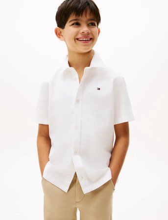 Tommy Hilfiger Stretch Oxford Shirt Ss - White - 128