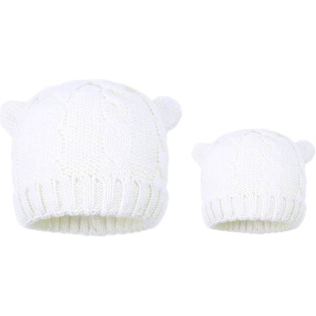 Vinter söt kattöron stickad mössa kabel ribbstickad mössa för kvinnor tonåringar flickor virkad handgjord varmare mössa