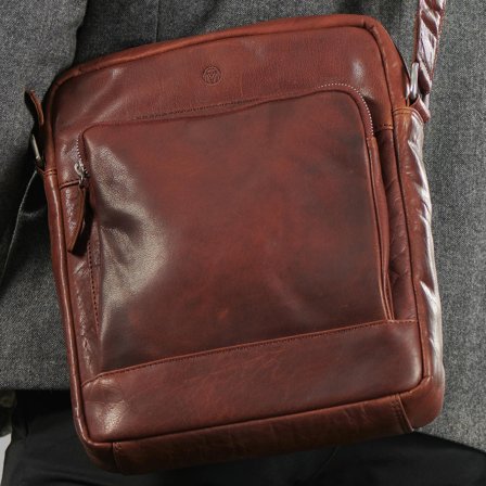 Sac de ville en cuir brun havane classique Montréal pour hommes - Sacs en cuir - pour Hommes - Lucleon