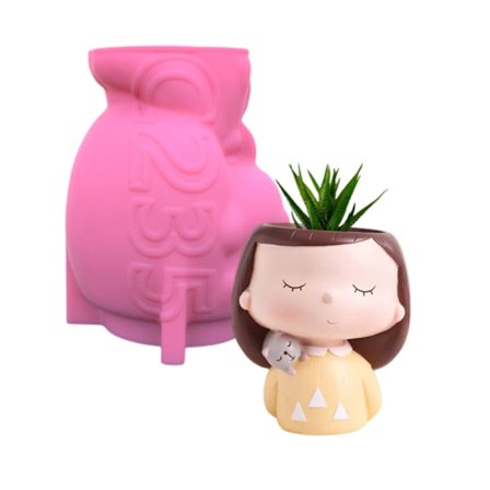 Lysestage Epoxy Støbeform Silikone Ansigt Blomsterpotte Form DIY Pen Holder Form