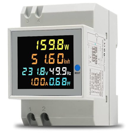 Enfas Energimåler Digital Elektrisitetsmåler AC 40-300V 100A Enfas Elektrisitetsmåler Din Skinne Wattmeter Måler Watt KWh Voltmeter Amperemåler, CE-