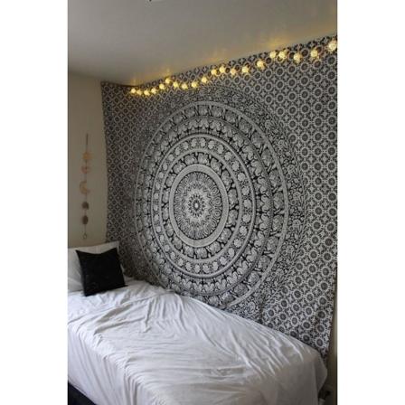200 cm x 150 cm Svart/Hvit Veggteppe Svart Mandala Tapet - Veggdekorert Elefant Strandteppe Trykt Bomull for L
