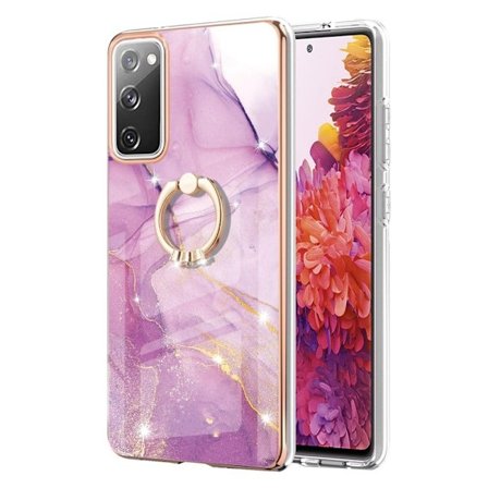 Marble Patterned Suojakuori With Ring Holder For Samsung Galaxy S20 Fe 2022 / S20 Fe 5g - Pinkki Marble Haze