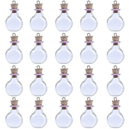 20 kpl Mini lasipulloja, Mini tyhjiä lasisia korkkipulloja syntymäpäivälahjaksi