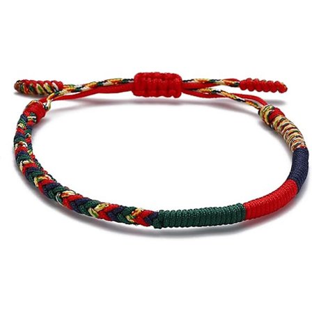 1 stk. Håndlavet Armbånd + Buddhistisk Gave! Tibetansk Lykkebringende Snor. til Kvinder, Mænd, Teenagere. Justerbar Størrelse