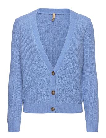 Sc-Glenda Strikkegenser Cardigan Blå Soyaconcept*Betinget Tilbud