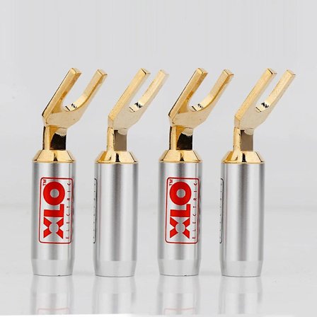 4 st Xlo Electric Hifi Y Spade-kontakt 9 mm Ht Pro-kontakt, mässing guldpläterad Y Spade Gaffelkontakt (4 st)