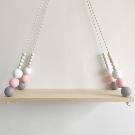 Nordisk Träpärlor Förvaringshylla Vägghängande Babybarnrum Barnrum Arktisk Dekor