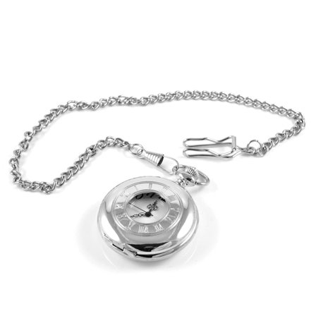 Montre de poche argentée à quartz pour hommes - Montres de poche et à gousset.