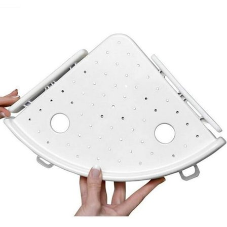 Trekantet hylde til badeværelse og køkken med vægmontering og stærk sugekop - Kompatibel med Braun (Ingen boring nødvendig)