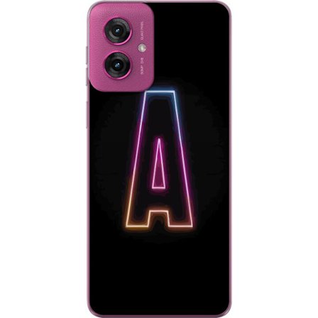 Kompatibel Mobilcover til Motorola Motorola Moto G55 Minimalistisk neonbogstav A i regnbuefarvet lys mod sort baggrund i moderne typografisk stil