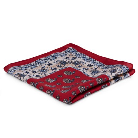 Pochette de costume rouge à fleurs bleues pour hommes - Pochettes de costume à motifs