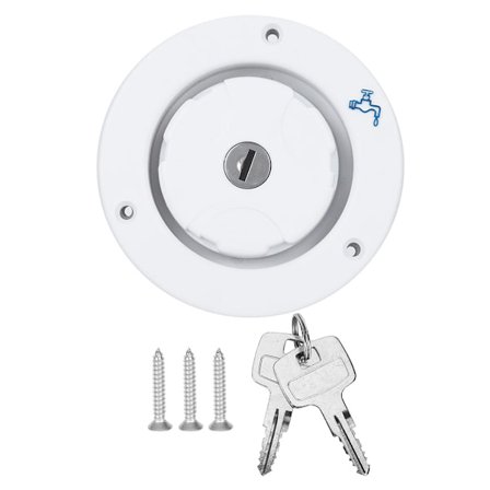 Plastvatteninloppsventillucka med gravitationsfyllning för färskvatten, ombyggnad med lås för husbil